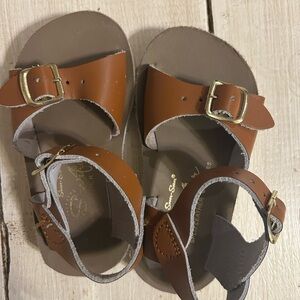 Sun San Surfer Salt Water Sandals Toddler Size 6 Brown Leather Buckle